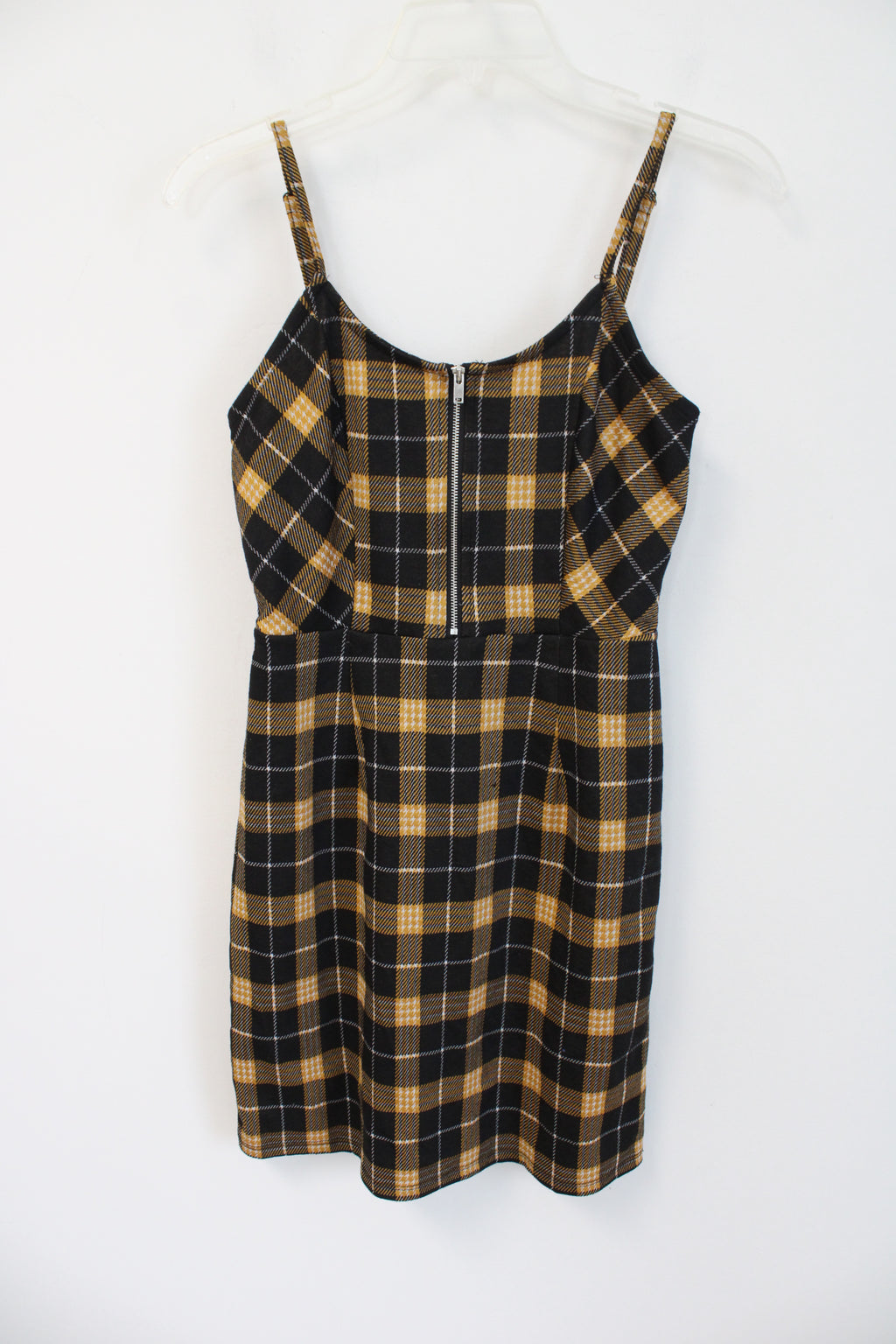 No Boundaries Black & Yellow Gold Plaid Quarter Zip Dress | S