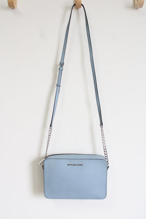 Michael Kors Powder Blue Leather Jet Set Crossbody Bag