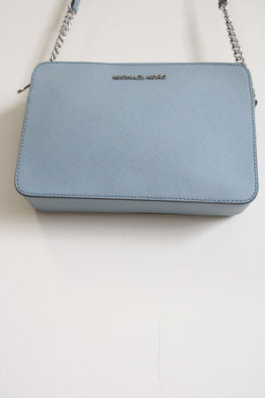 Michael Kors Powder Blue Leather Jet Set Crossbody Bag