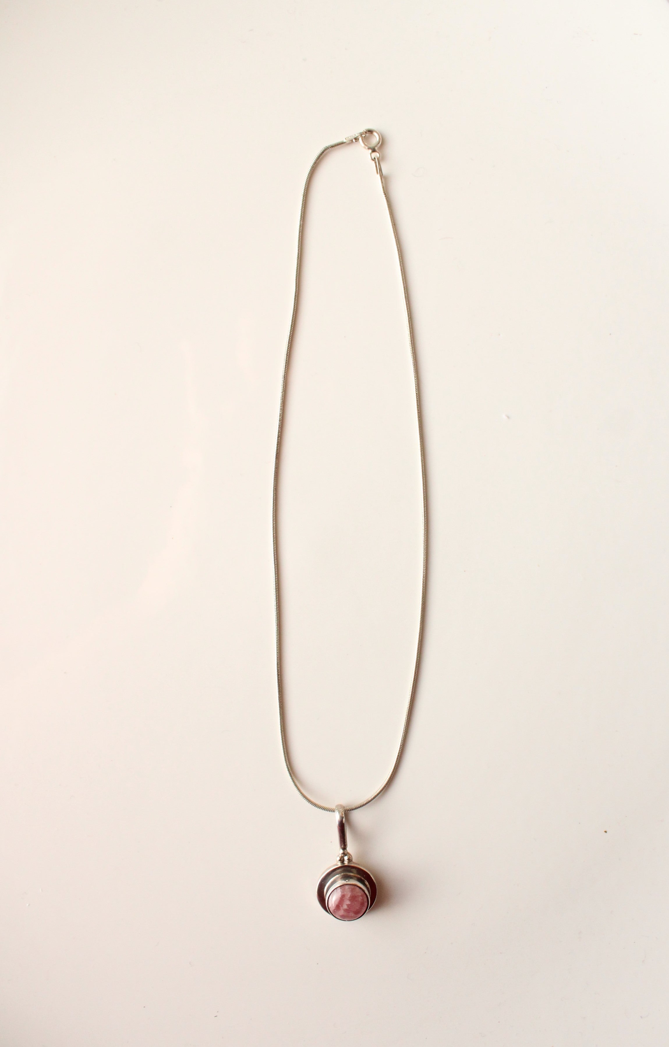 Sterling Silver Round Pink Pendant Necklace