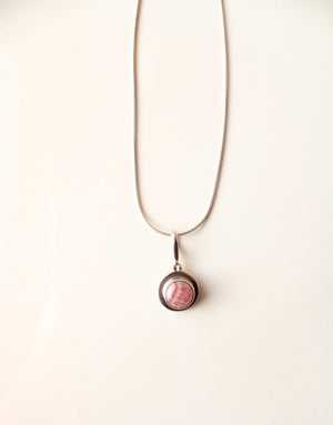 Sterling Silver Round Pink Pendant Necklace