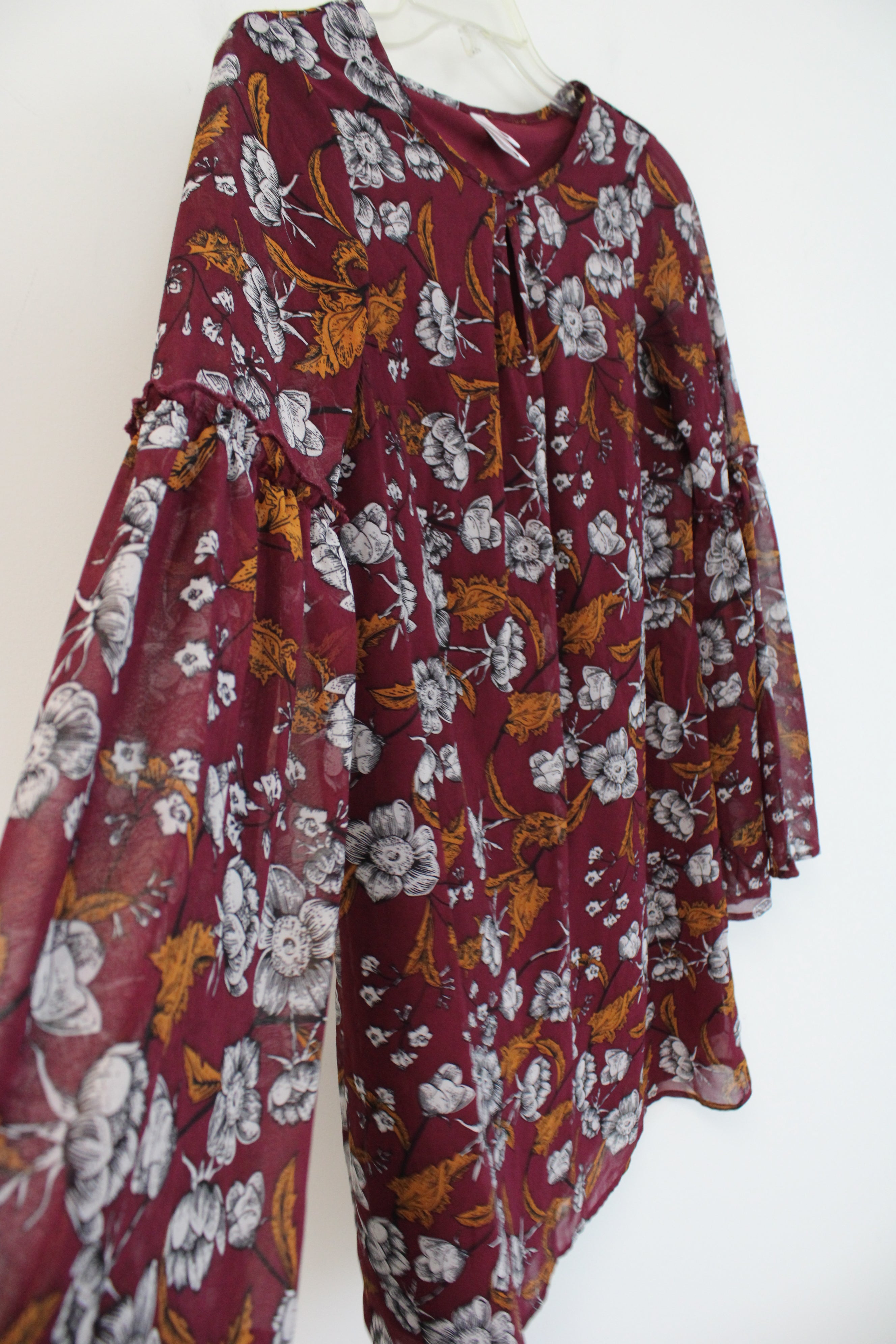 Xhilaration Maroon Rust Orange & White Floral Dress | XS