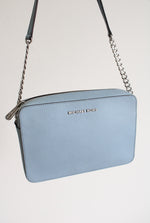 Michael Kors Powder Blue Leather Jet Set Crossbody Bag