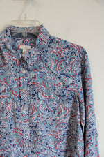 Talbots Blue & Pink Paisley Button Down Top | M Petite