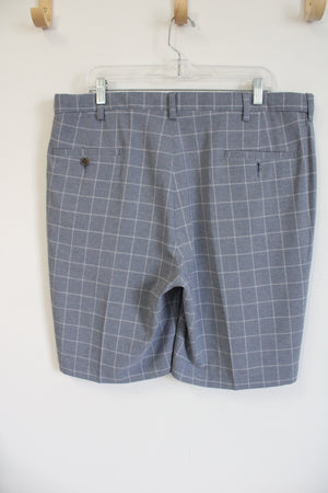 Haggar Cool18 Pro Gray Blue Plaid Shorts | 38