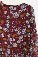 Xhilaration Maroon Rust Orange & White Floral Dress | XS