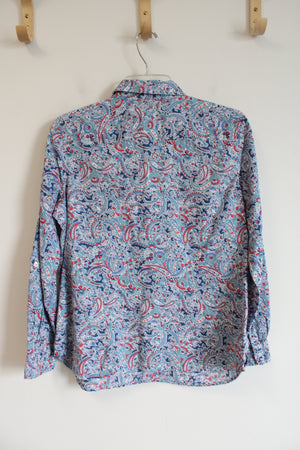 Talbots Blue & Pink Paisley Button Down Top | M Petite