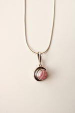 Sterling Silver Round Pink Pendant Necklace