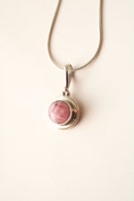 Sterling Silver Round Pink Pendant Necklace