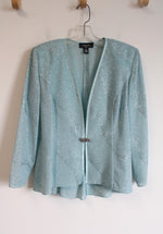 R&M Richards Light Teal Glitter Cardigan | 12 Petite