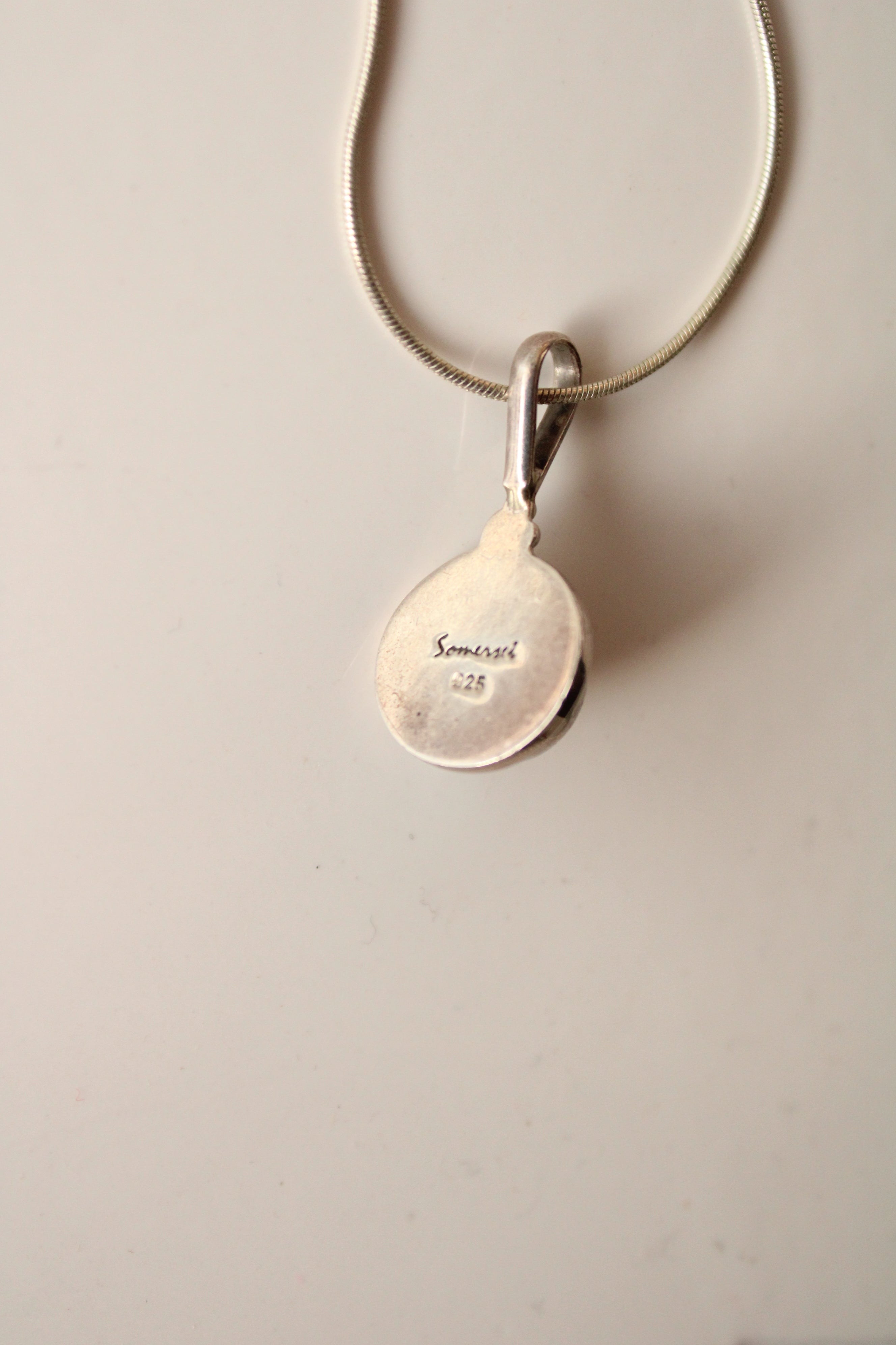 Sterling Silver Round Pink Pendant Necklace