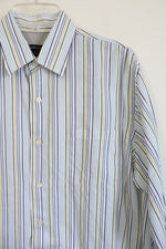 Van Heusen Blue Green Striped Button Down Shirt | M