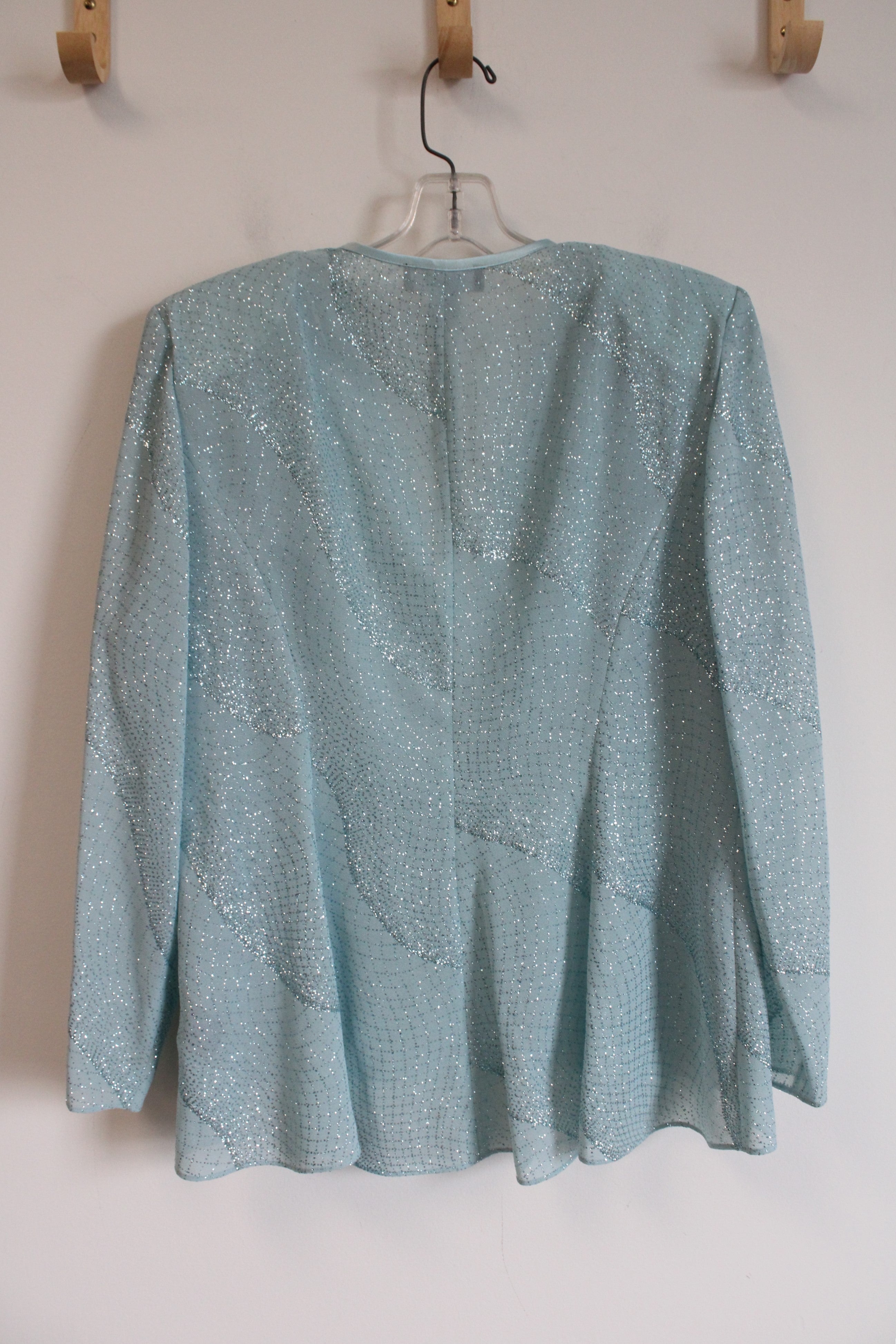 R&M Richards Light Teal Glitter Cardigan | 12 Petite