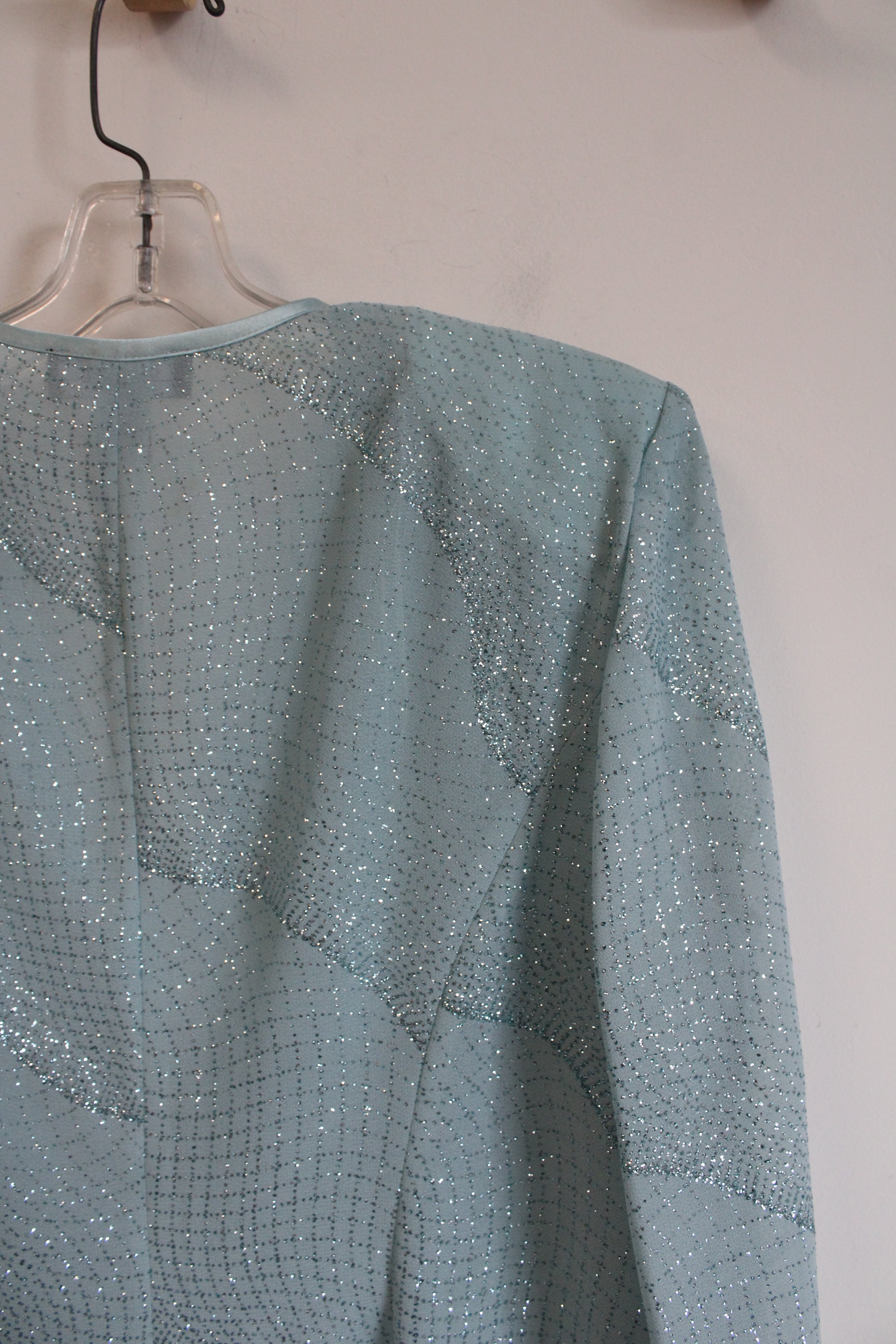 R&M Richards Light Teal Glitter Cardigan | 12 Petite