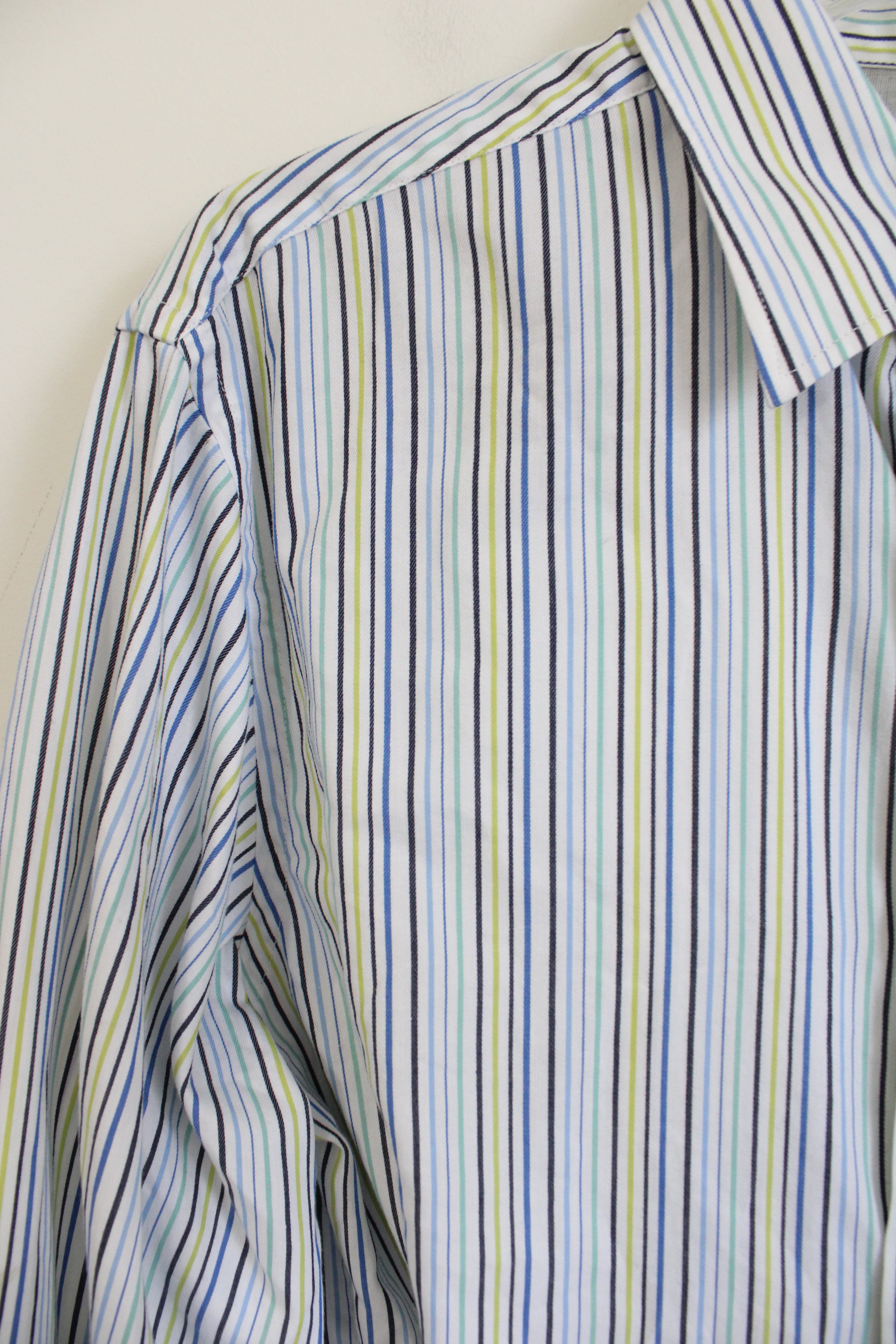 Van Heusen Blue Green Striped Button Down Shirt | M