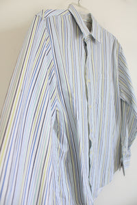 Van Heusen Blue Green Striped Button Down Shirt | M