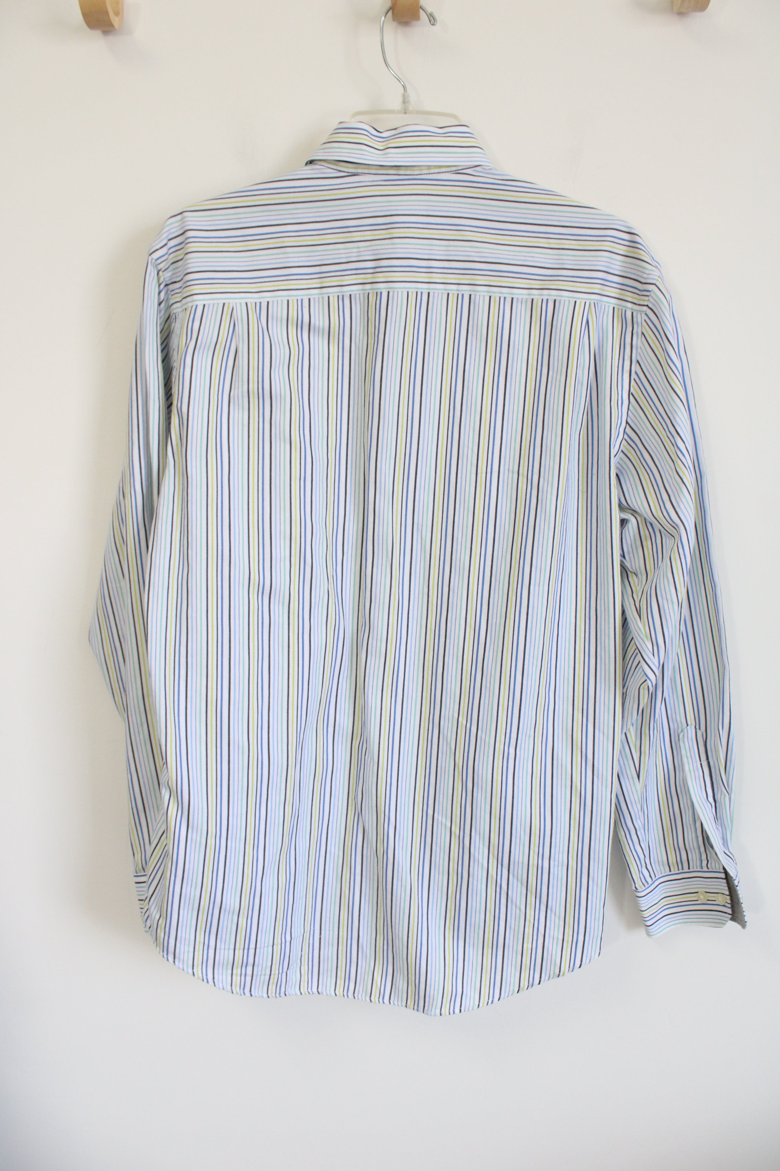 Van Heusen Blue Green Striped Button Down Shirt | M