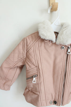 NEW Urban Republic Pink Faux Leather & Fur Coat | 6-9 MO