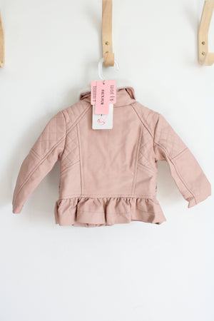 NEW Urban Republic Pink Faux Leather & Fur Coat | 6-9 MO