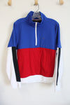 Tommy Hilfiger Blue Red Color Blocked 1/4 Zip Sweatshirt | M