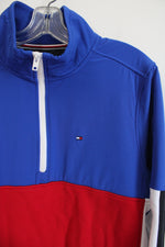 Tommy Hilfiger Blue Red Color Blocked 1/4 Zip Sweatshirt | M