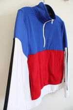 Tommy Hilfiger Blue Red Color Blocked 1/4 Zip Sweatshirt | M