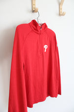 Under Armour Red Phillies Long Sleeved 1/4 Zip Sweatshirt | Youth M