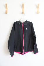 Under Armour Black & Neon Pink Full Zip Jacket | Youth M