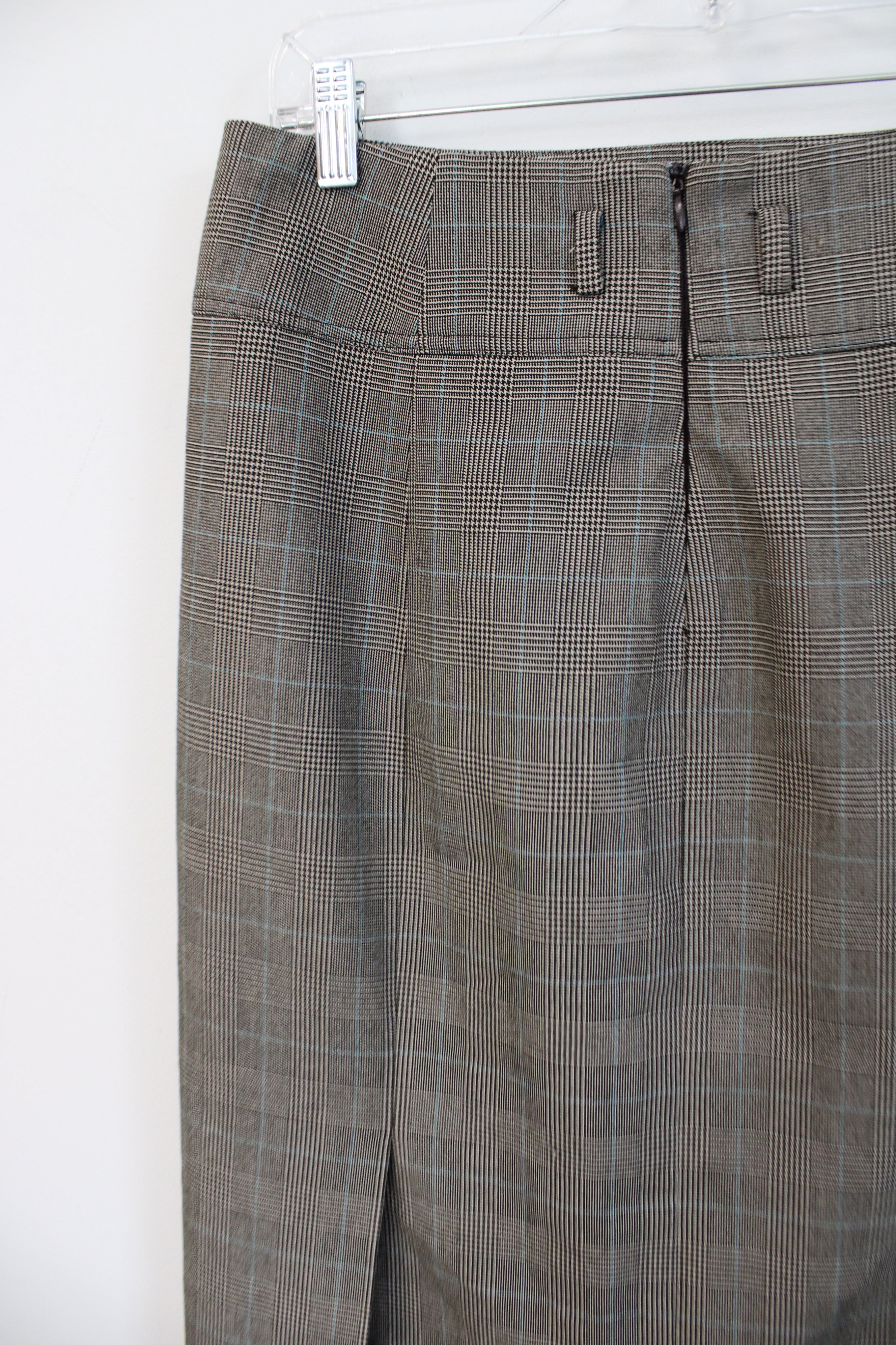 Preswick & Moore Brown & Blue Plaid Pencil Skirt | 8