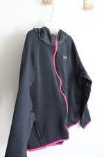 Under Armour Black & Neon Pink Full Zip Jacket | Youth M