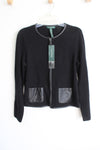 NEW Ralph Lauren Black Knit Zip Up Sweater Jacket | M