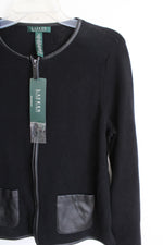 NEW Ralph Lauren Black Knit Zip Up Sweater Jacket | M