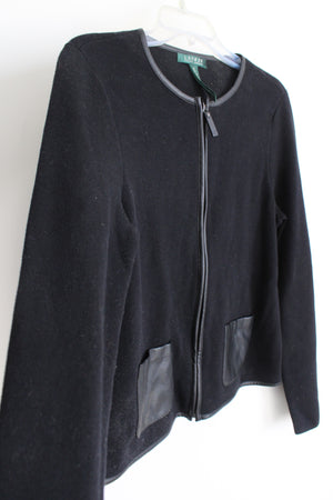 NEW Ralph Lauren Black Knit Zip Up Sweater Jacket | M