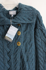 NEW Aran Woollen Mills Super Soft Merino Teal Knit Sweater | M