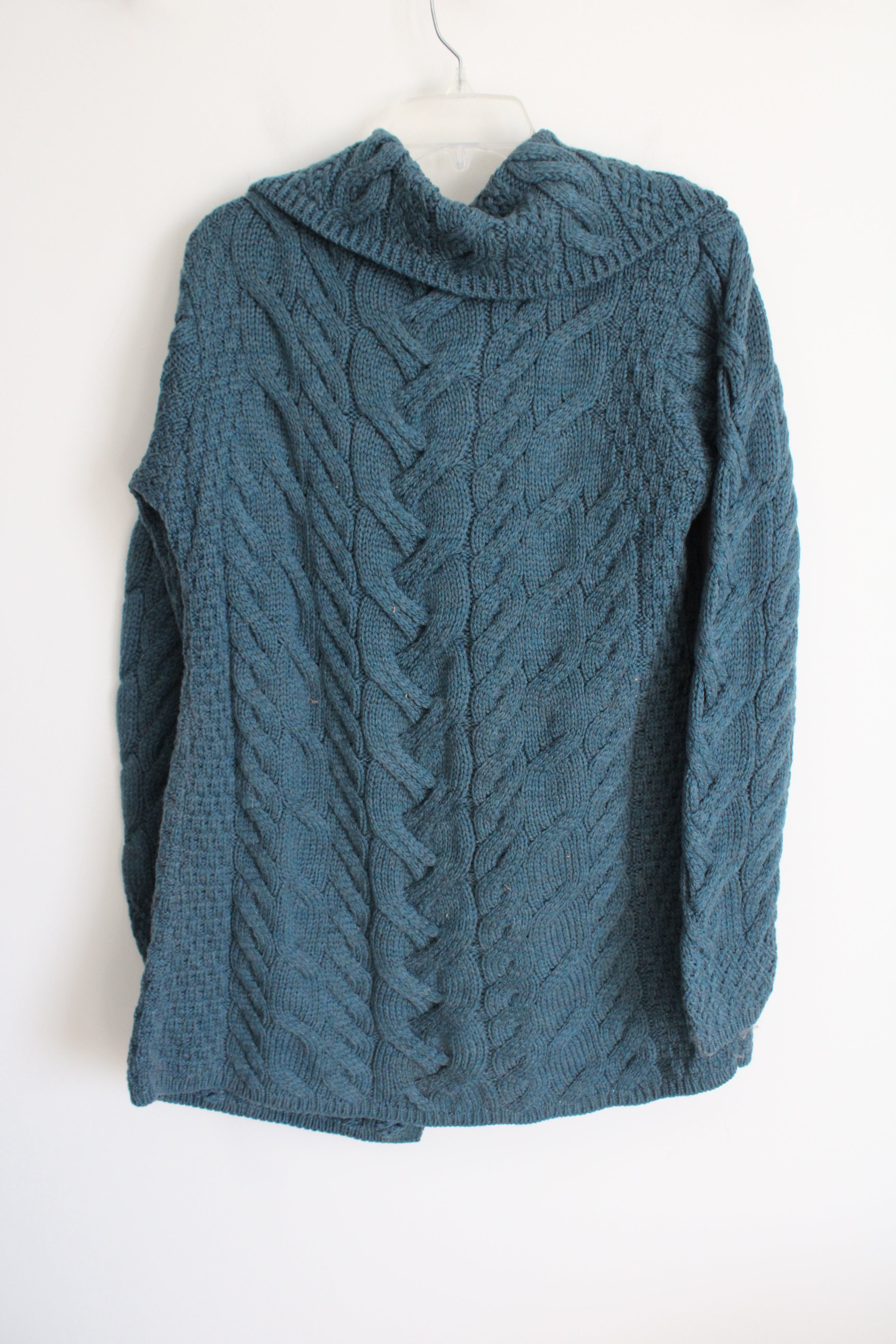 NEW Aran Woollen Mills Super Soft Merino Teal Knit Sweater | M