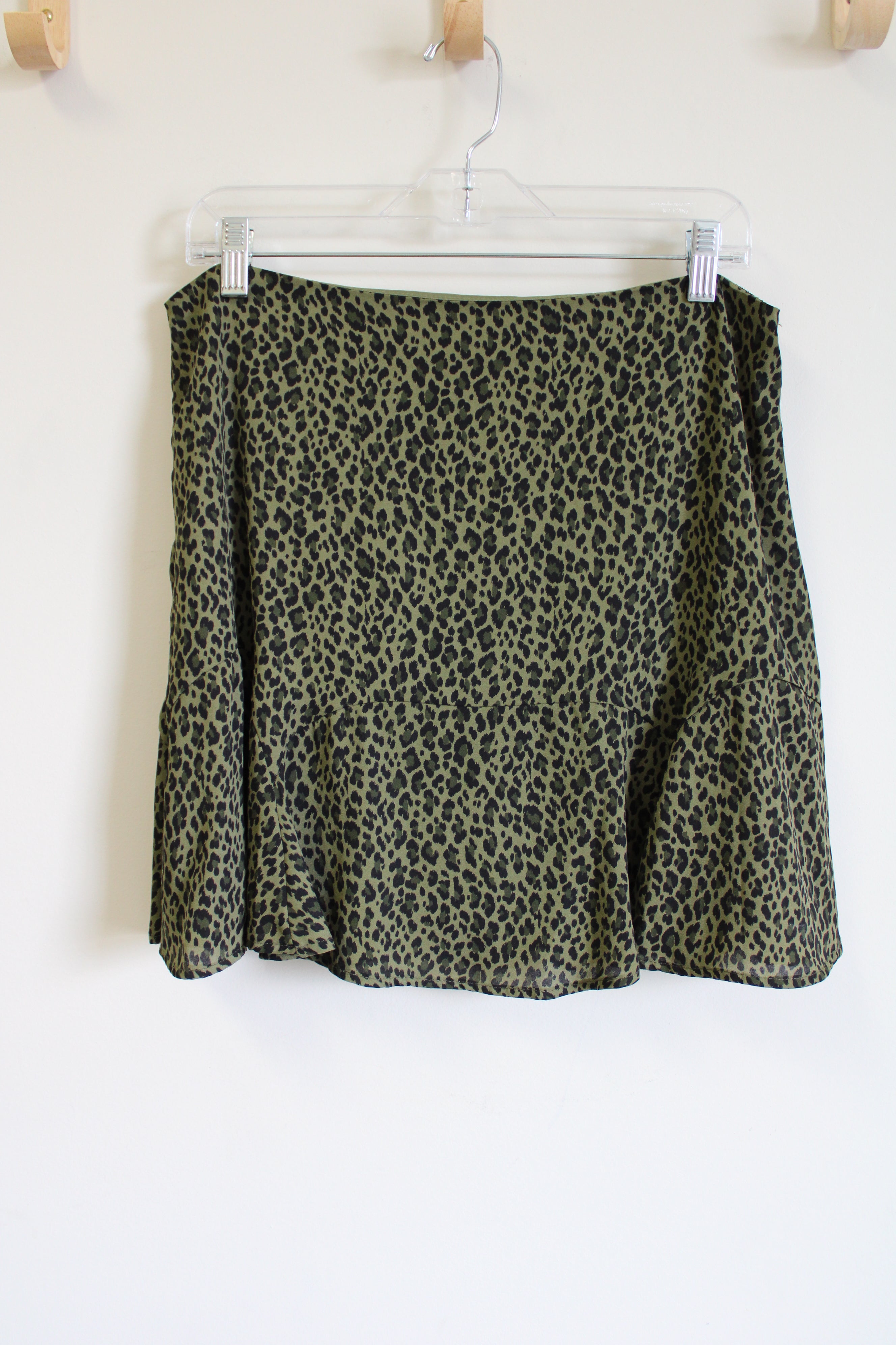 Green leopard mini clearance skirt