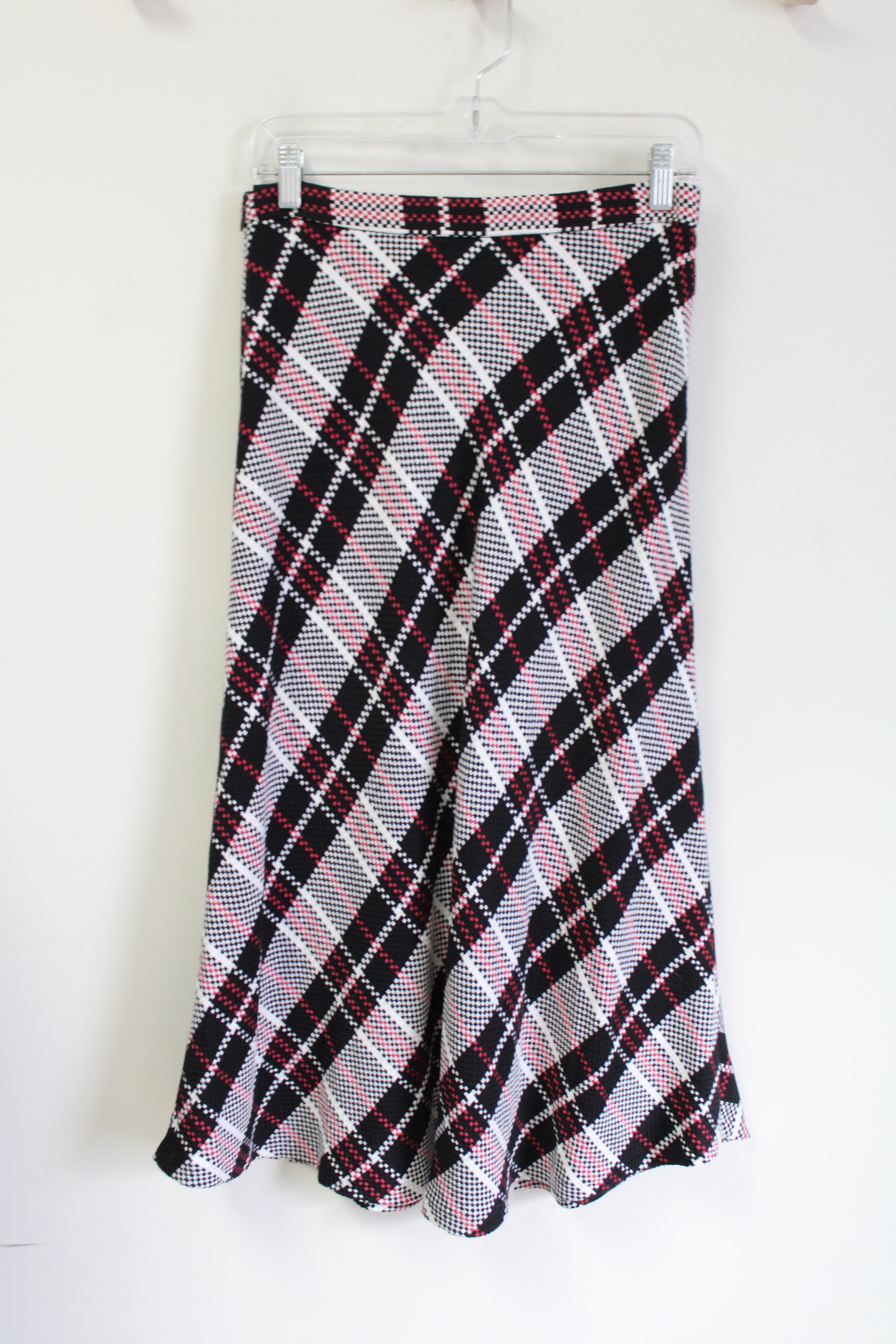 Premise Black White & Pink Plaid Long Skirt | 4