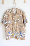 Tropical World Tan Hawaiian Button Down Shirt | M