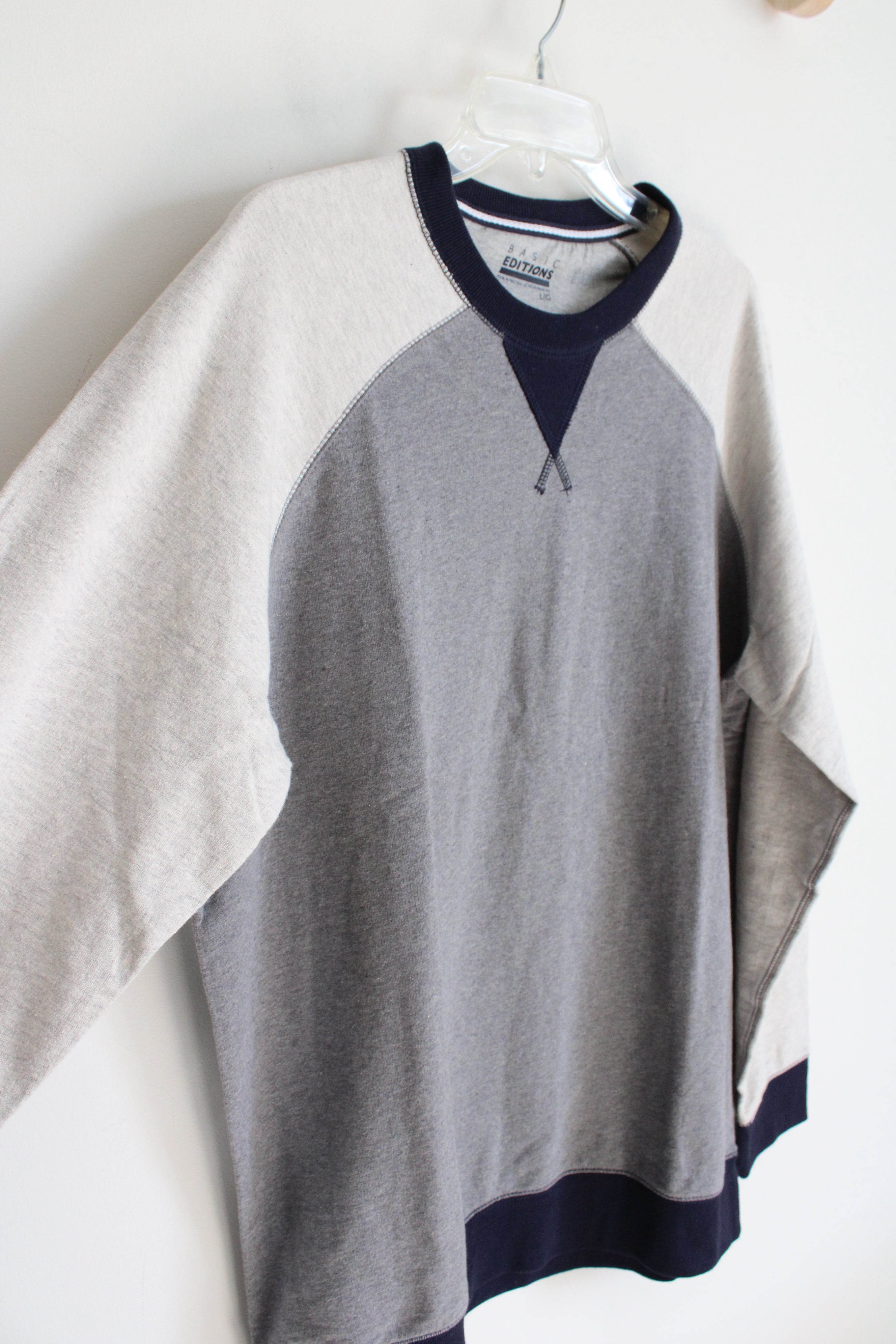 Basic Editions Navy & Gray Pullover Sweatshirt