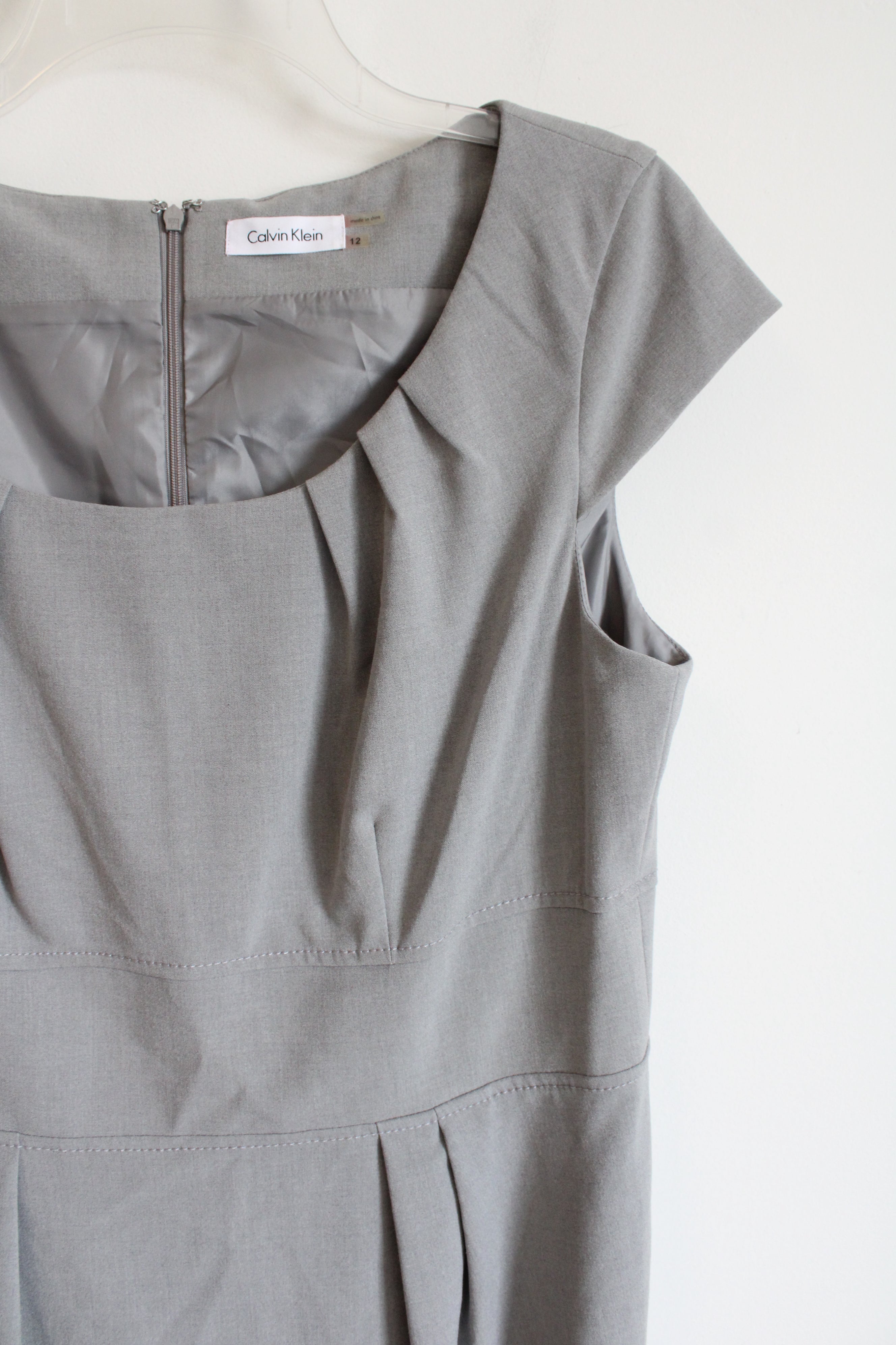 Calvin Klein Cap Sleeved Gray Dress | 12