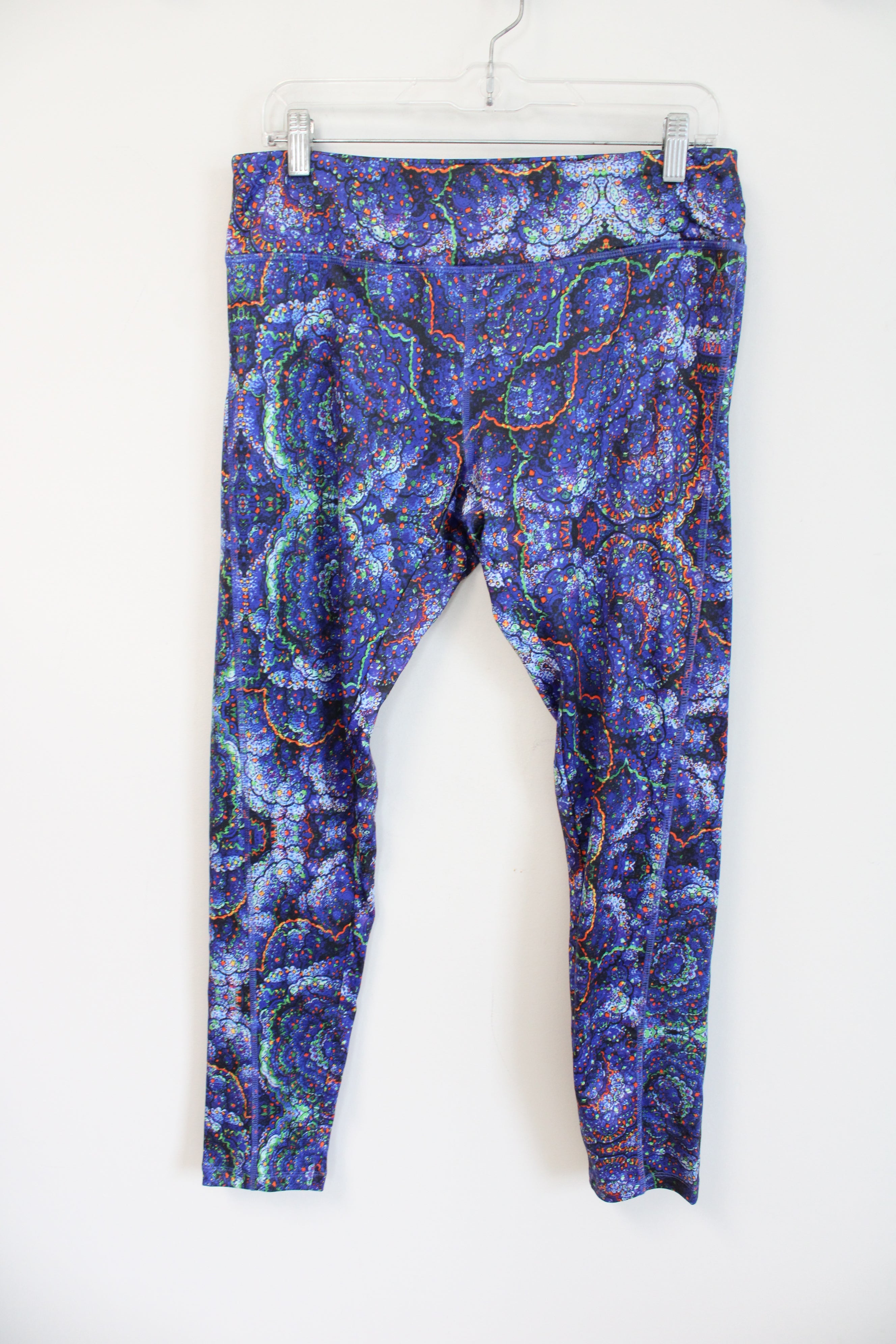 LuLaRoe Multi-Colored Patterned Blue Athletic Leggings | XL