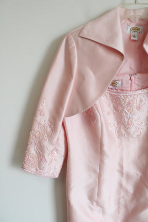 Talbots Vintage Sequined & Beaded Pink Dress & Jacket | 12 Petite