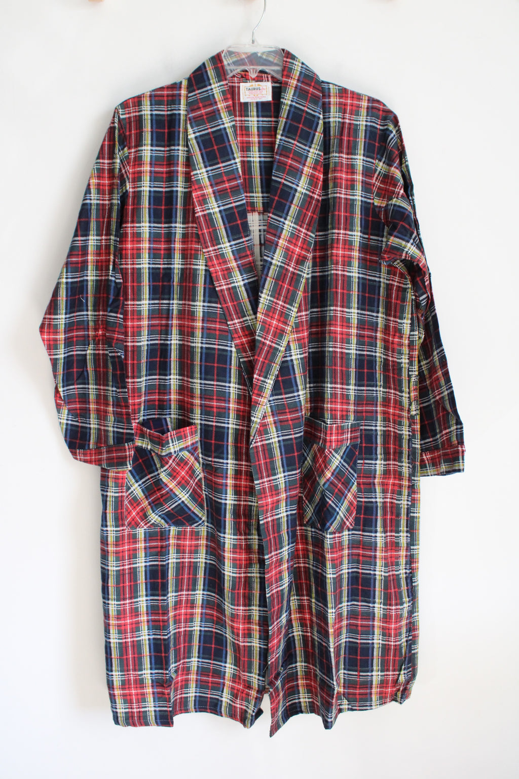 Taurus Red Green & Blue Plaid Cotton Robe | L (42/44)