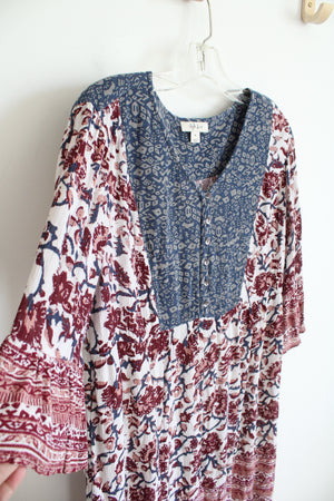 Style & Co Blue Red Boho Dress | M