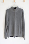 Eddie Bauer Gray Knit Quarter-Zip Sweater | XL