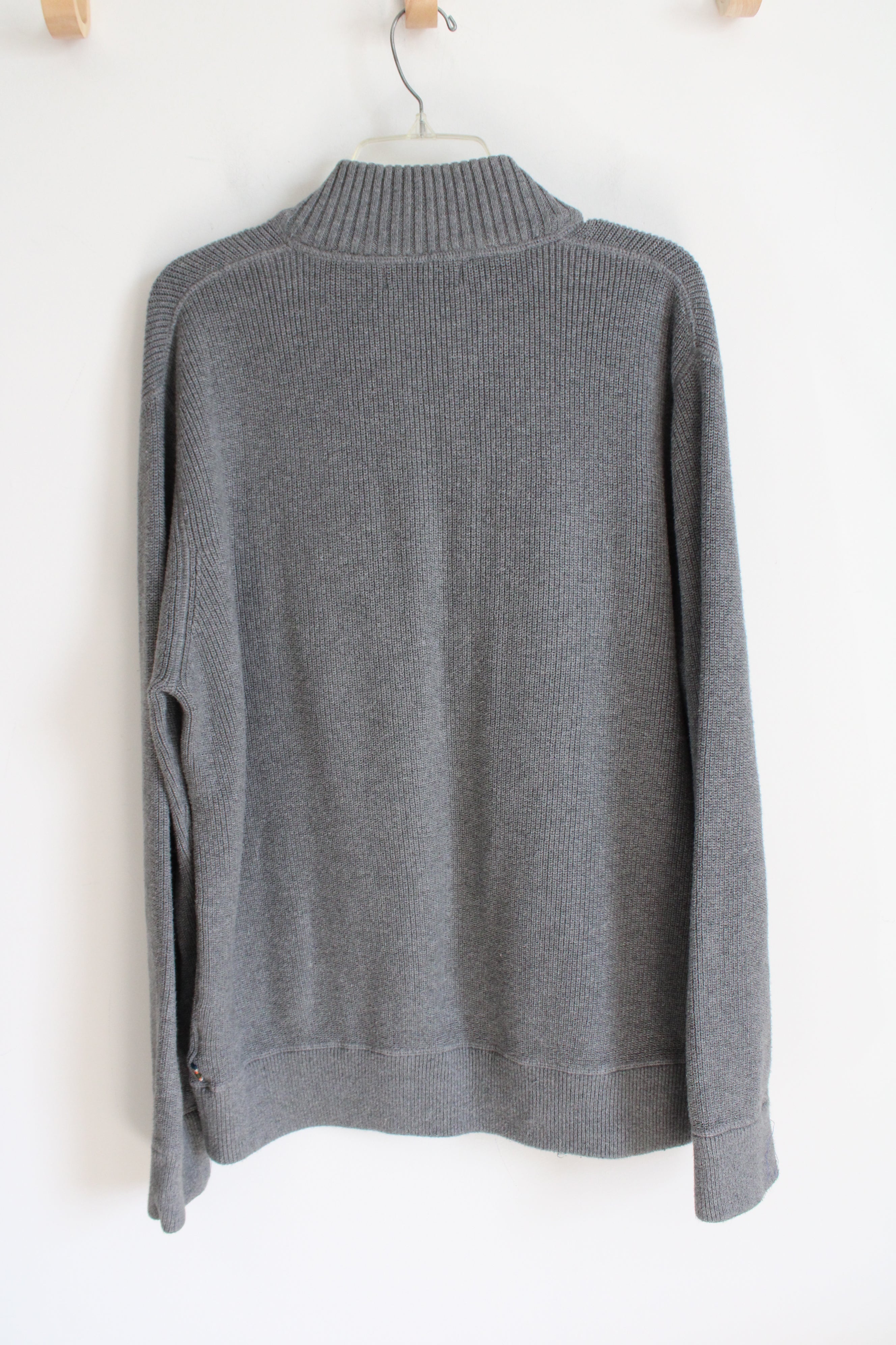 Eddie Bauer Gray Knit Quarter-Zip Sweater | XL