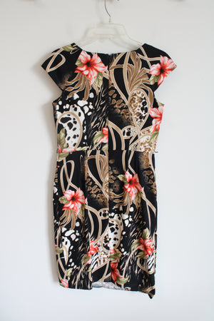 Dressbarn Black & Brown Floral Cap Sleeved Dress | 4