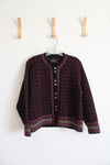 Skjaeveland Norway Burgundy Patterned Wool Sweater | L
