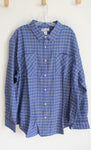 Haband Casual Joe Blue Plaid Button Down Flannel Shirt | XX