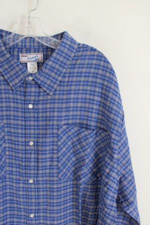 Haband Casual Joe Blue Plaid Button Down Flannel Shirt | XX